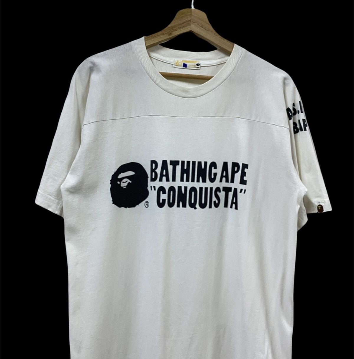 Bape × Nigo Vtg🔥Bathing Ape“CONQUISTA”:2001 A.S.N.K.A Raglan Tee Size US L / EU 52-54 / 3 - 6 Thumbnail