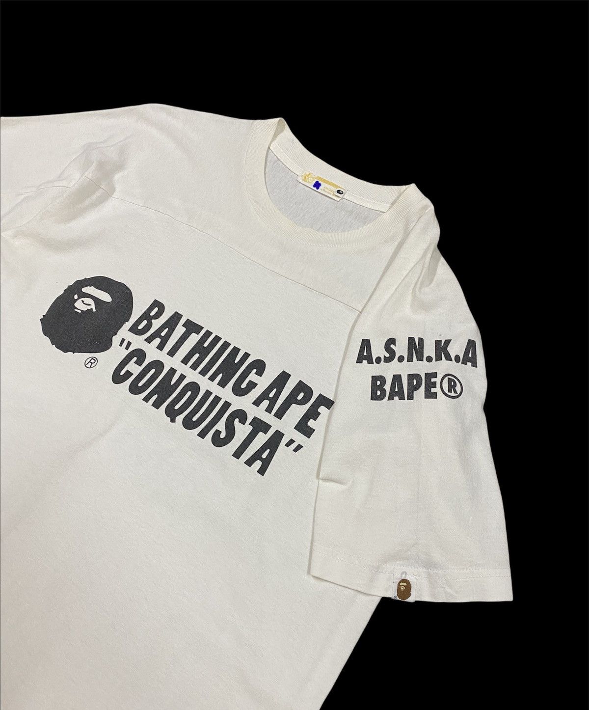Bape × Nigo Vtg🔥Bathing Ape“CONQUISTA”:2001 A.S.N.K.A Raglan Tee Size US L / EU 52-54 / 3 - 3 Thumbnail