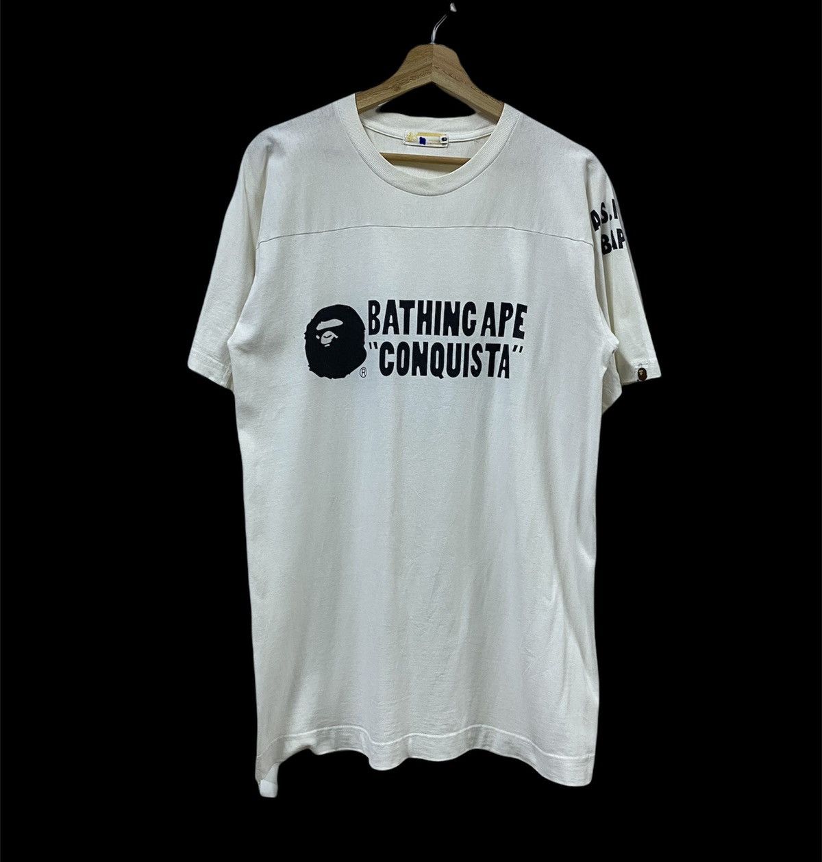 Bape × Nigo Vtg🔥Bathing Ape“CONQUISTA”:2001 A.S.N.K.A Raglan Tee Size US L / EU 52-54 / 3 - 4 Thumbnail