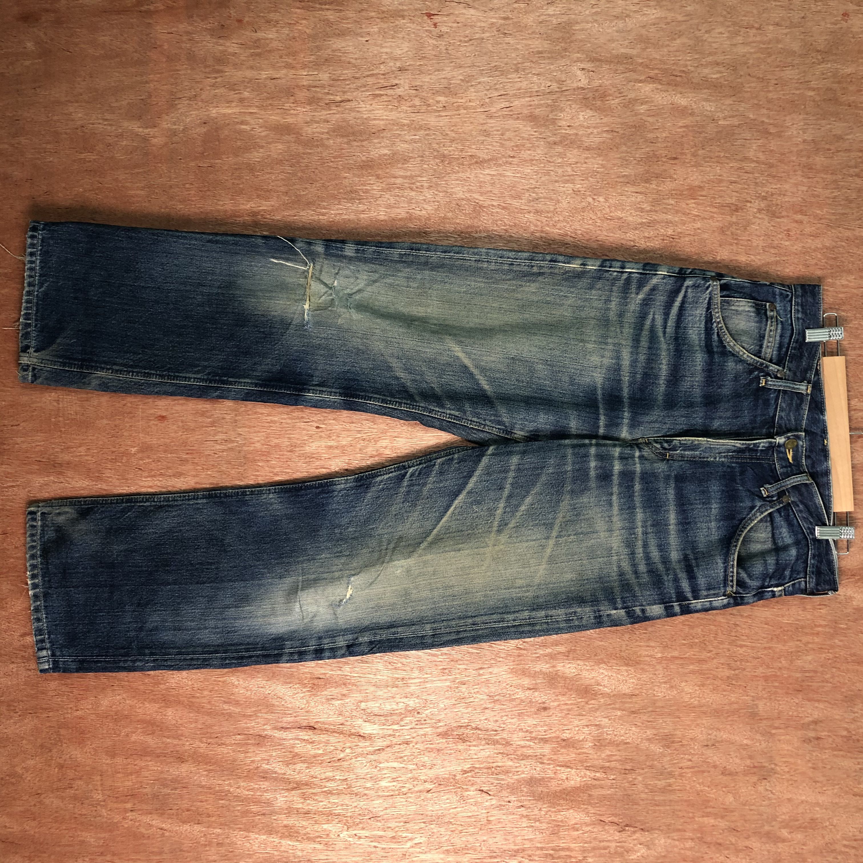 image of Lee X Edwin Blue Distressed Denim Pants C091, Men's (Size 31)