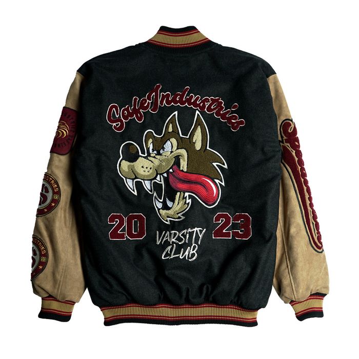 Varsity JACKET VARSITY WOLF BROWM embroidery | Grailed