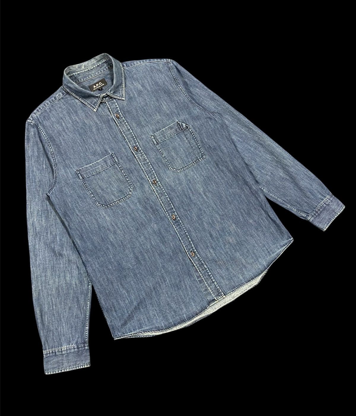A.P.C. Vtg🔥A.P.C Rue Madame Paris Indigo Button Down Shirt Size US M / EU 48-50 / 2 - 7 Thumbnail