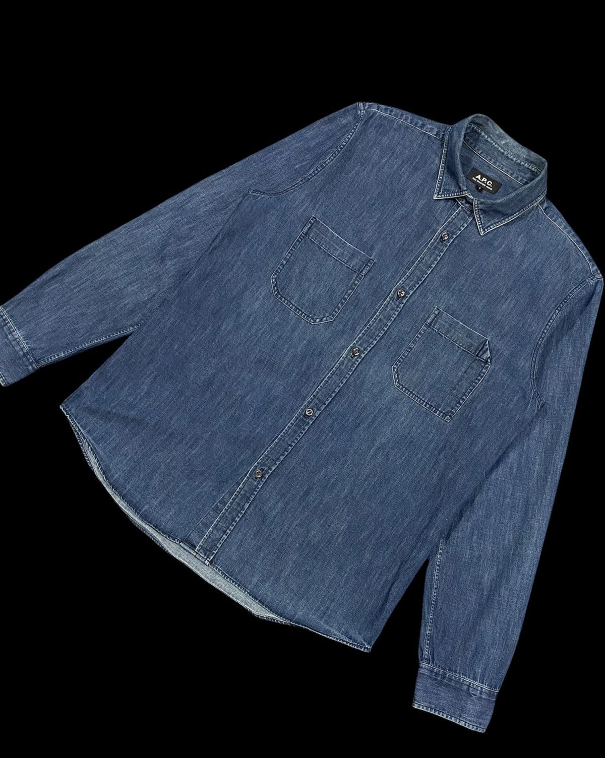 A.P.C. Vtg🔥A.P.C Rue Madame Paris Indigo Button Down Shirt Size US M / EU 48-50 / 2 - 8 Thumbnail