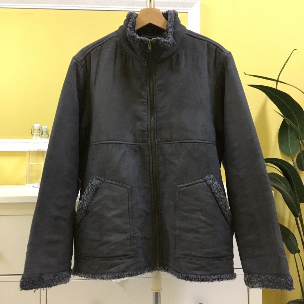 image of Persons Person’S Jeans Sherpa Jacket in Dark Grey, Men's (Size Medium)