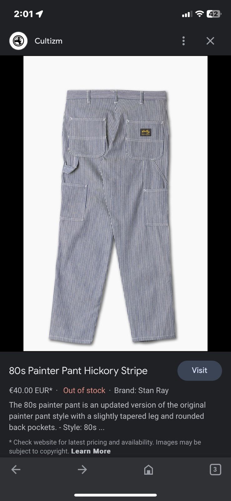 Stan Ray × Vintage Vintage 80 Stand ray painter pants hickory stripe pants Size US 32 / EU 48 - 11 Thumbnail