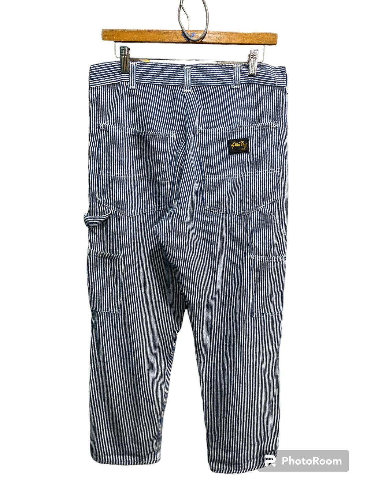 image of Made In USA x Stan Ray Vintage 80 Stand Ray Painter Pants Hickory Stripe Pants in Blue (Size 32)
