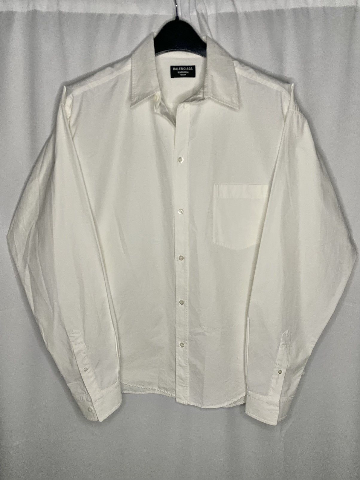 image of Balenciaga Embroidered Logo Shirt in White, Men's (Size XS)