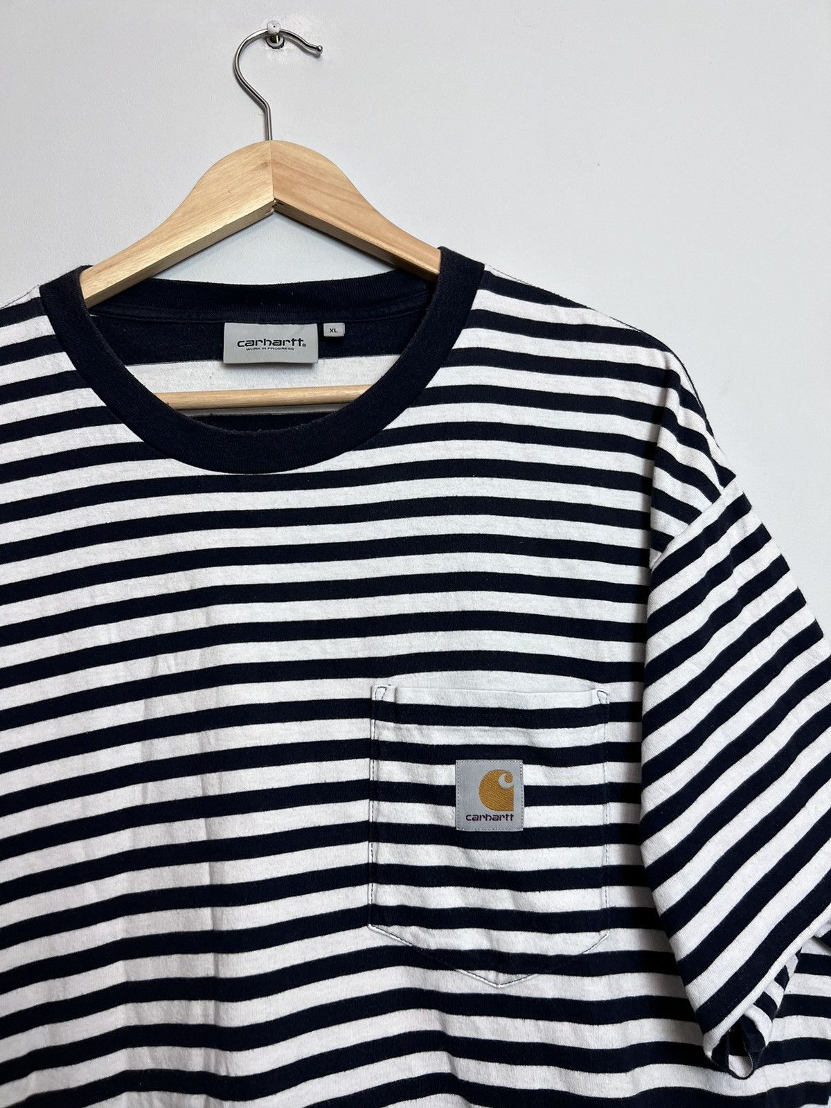 Carhartt × Carhartt Wip Carhartt Striped Black White Pocket Tee Boxy Fit Streetwear Size US XL / EU 56 / 4 - 3 Thumbnail