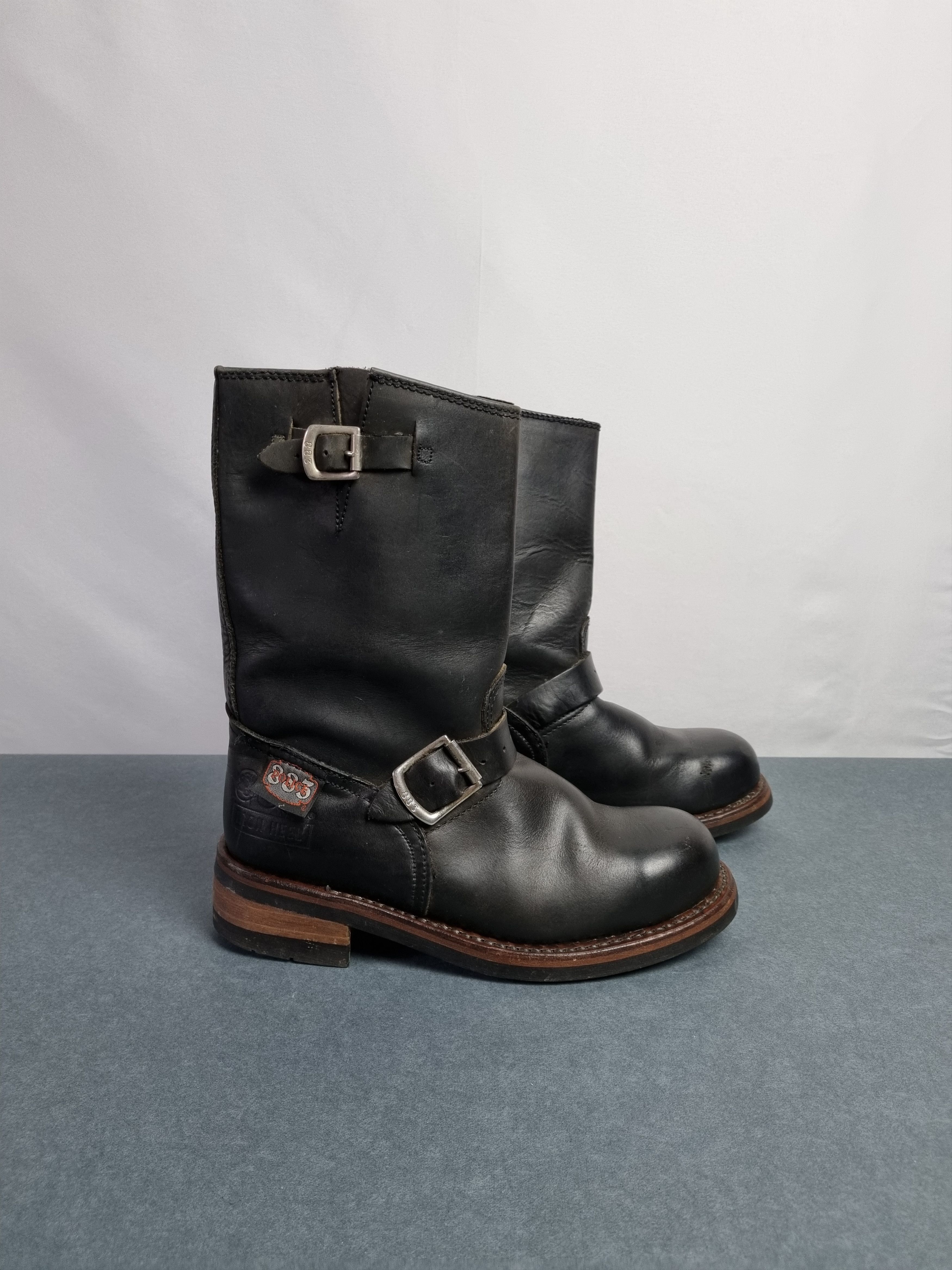 Genuine Leather × Harley Davidson POLICE 883 Biker Leather Boots Vintage BIKKEMBERGS Style Size US 7.5 / EU 40-41 - 3 Thumbnail