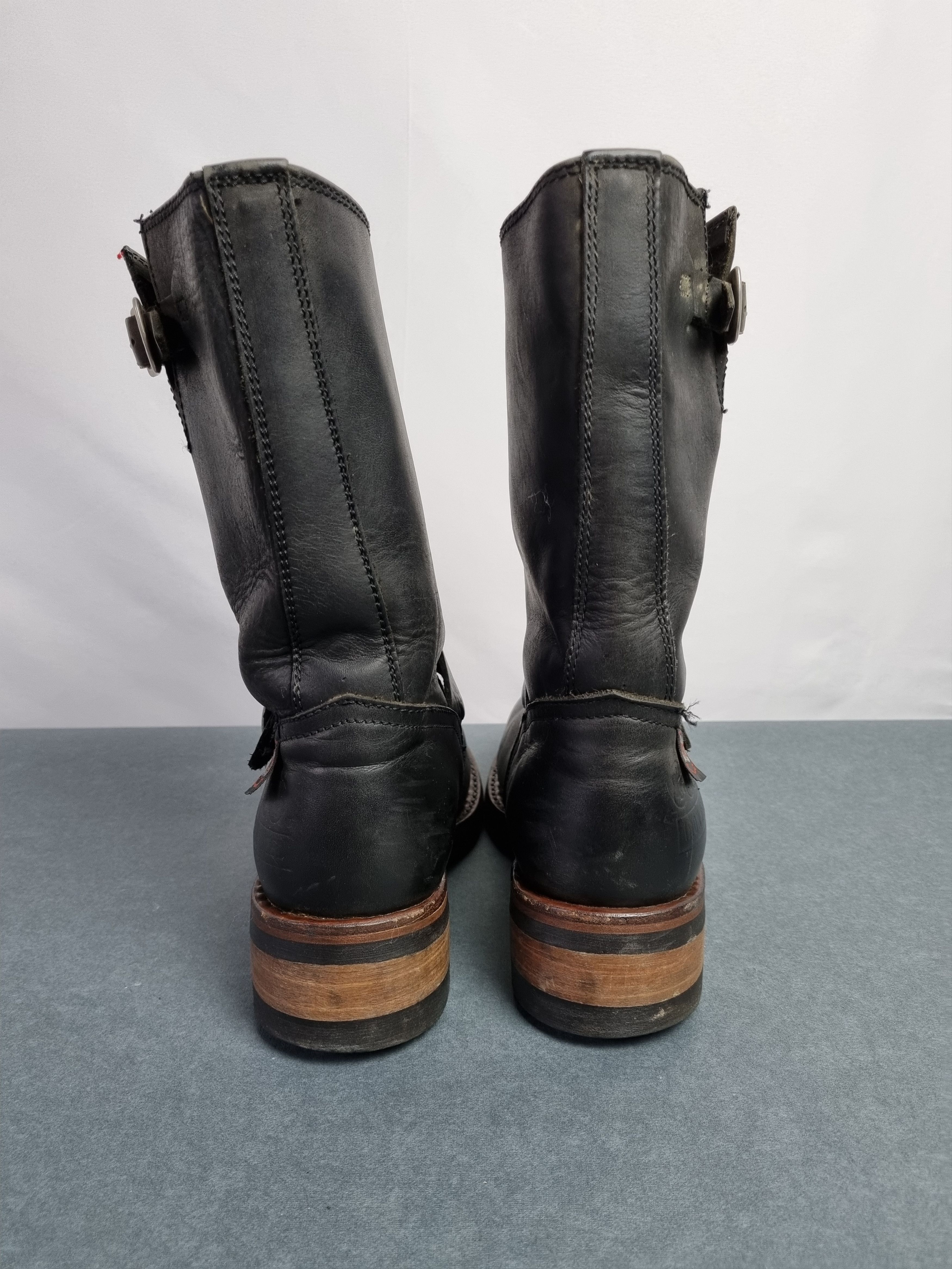 Genuine Leather × Harley Davidson POLICE 883 Biker Leather Boots Vintage BIKKEMBERGS Style Size US 7.5 / EU 40-41 - 6 Thumbnail