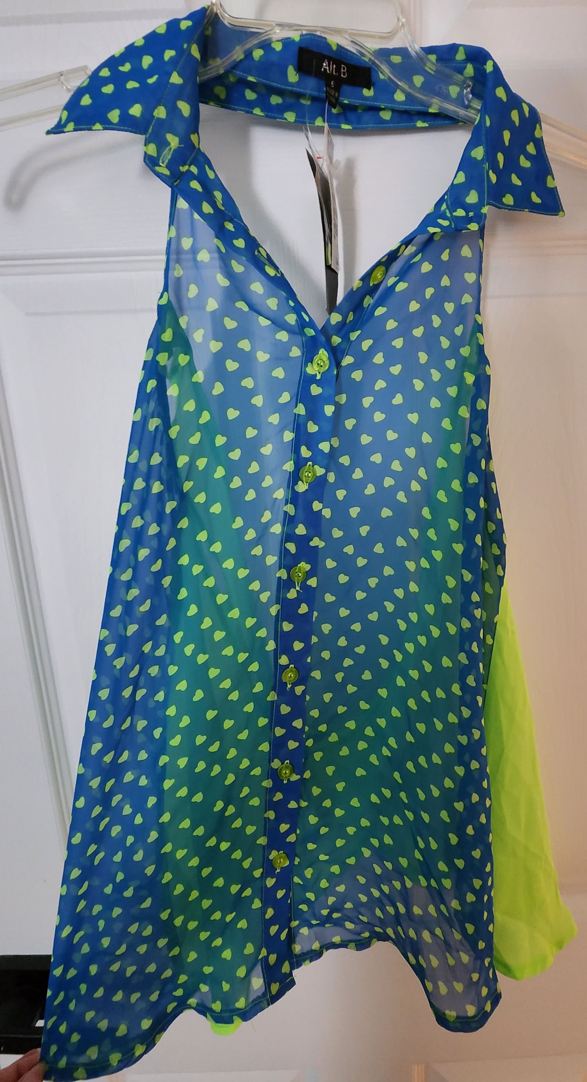 Other NWT Alt. B Blue Green Heart Halter Cross Back Size Small Size S / US 4 / IT 40 - 1 Thumbnail