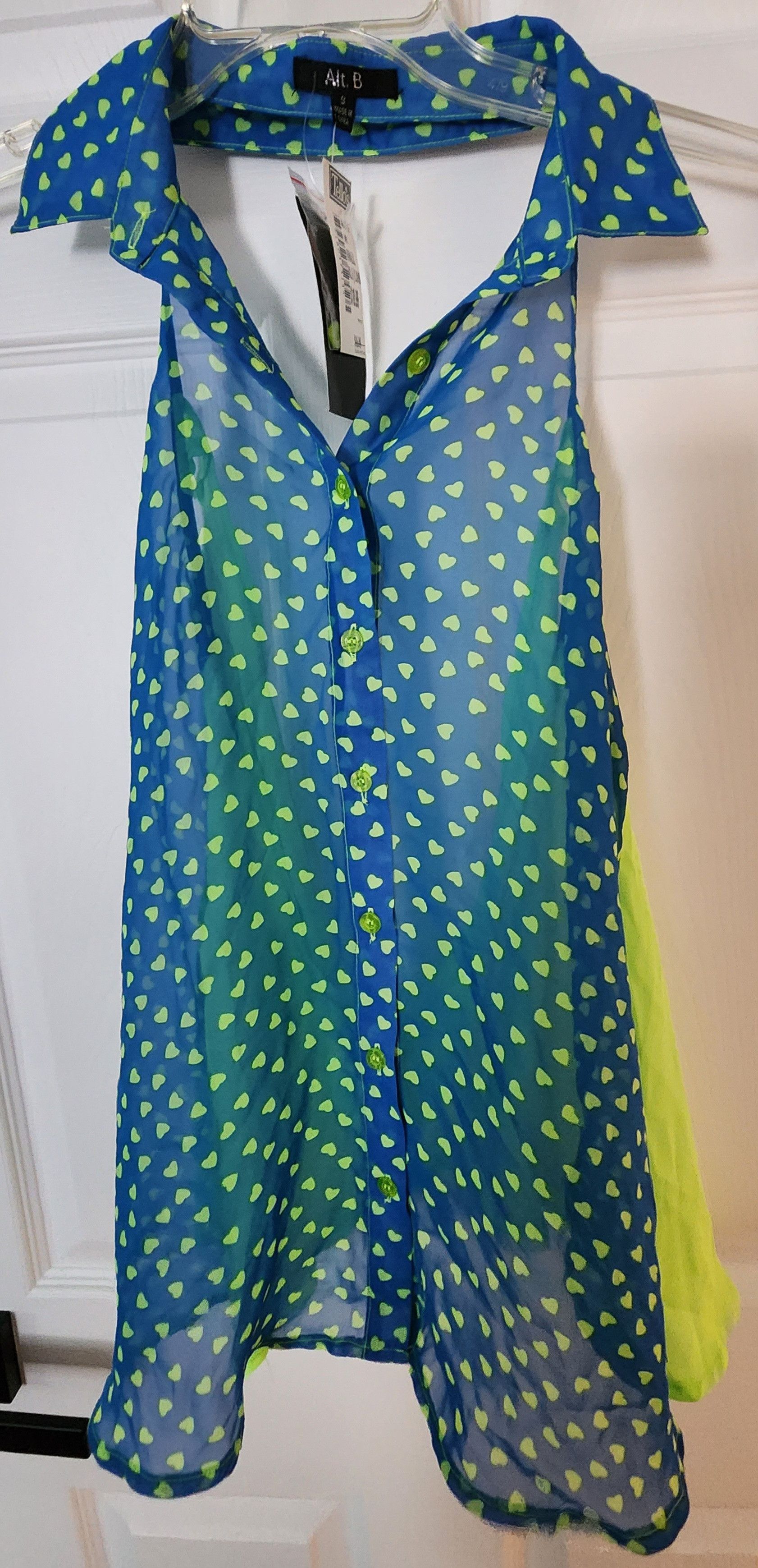 Other NWT Alt. B Blue Green Heart Halter Cross Back Size Small Size S / US 4 / IT 40 - 2 Thumbnail