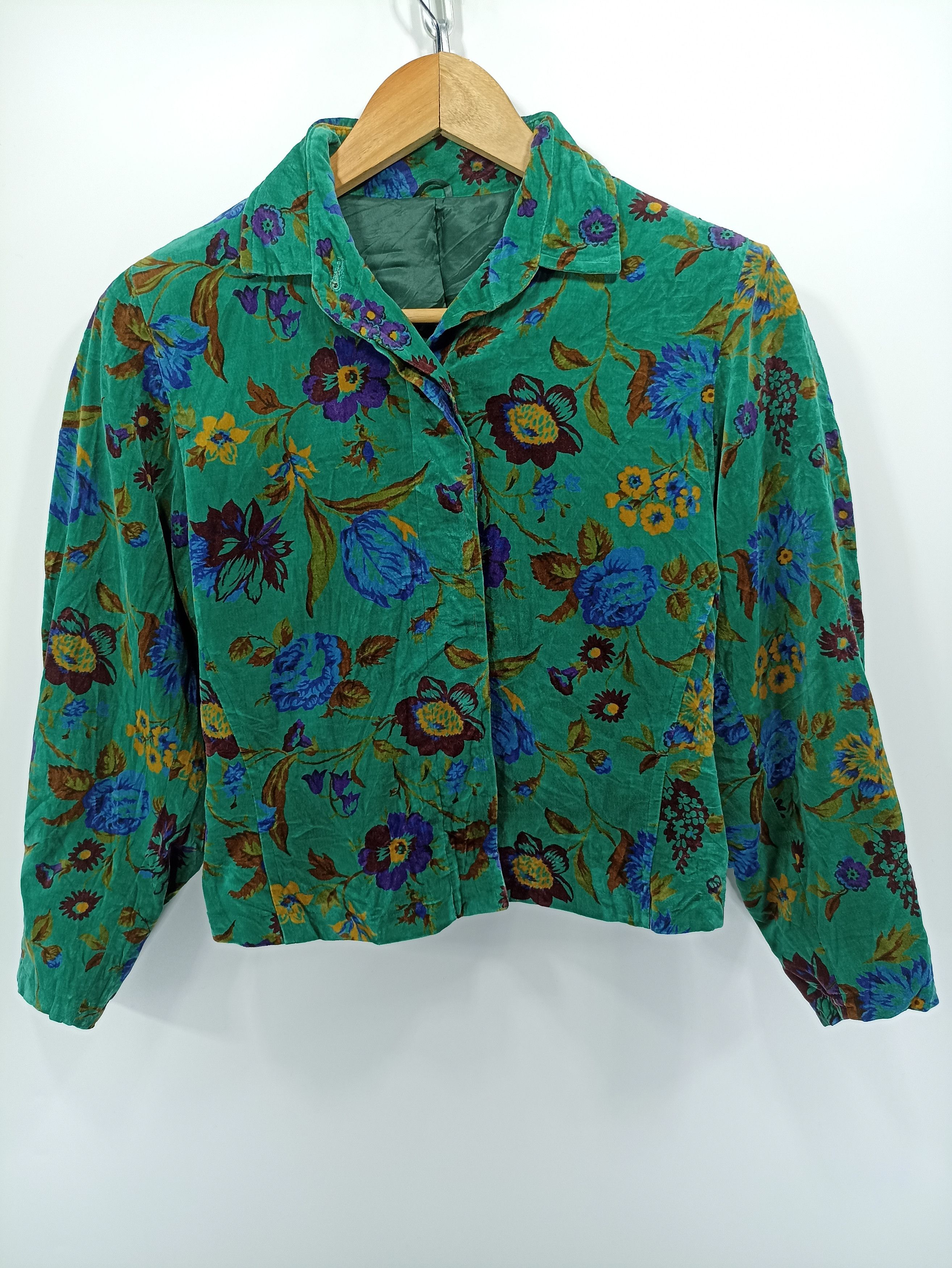 image of Vintage Kenzo Floral Valvet Jacket, Women's (Size Small)