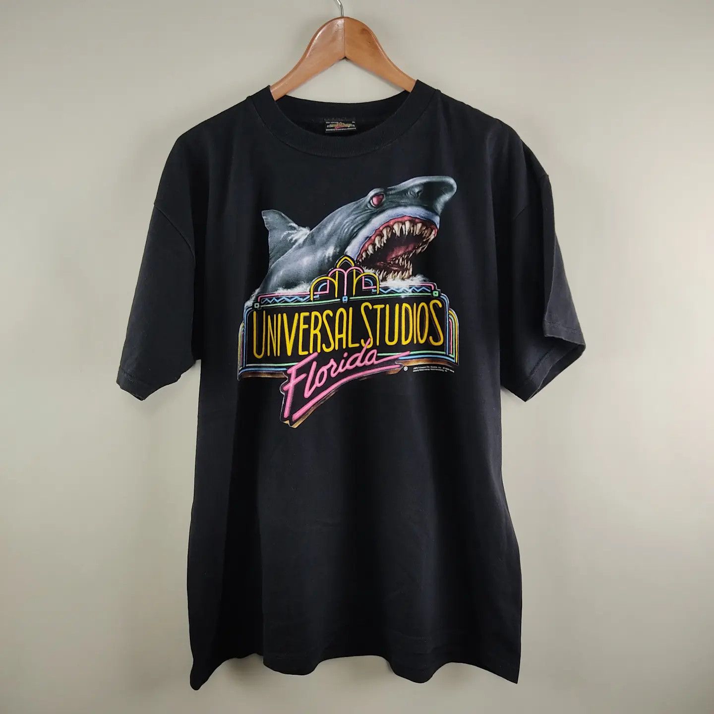 Image of Movie x Universal Studios 90's Jaws Universal Studios Promo Tee in Black, Men's (Size XL)