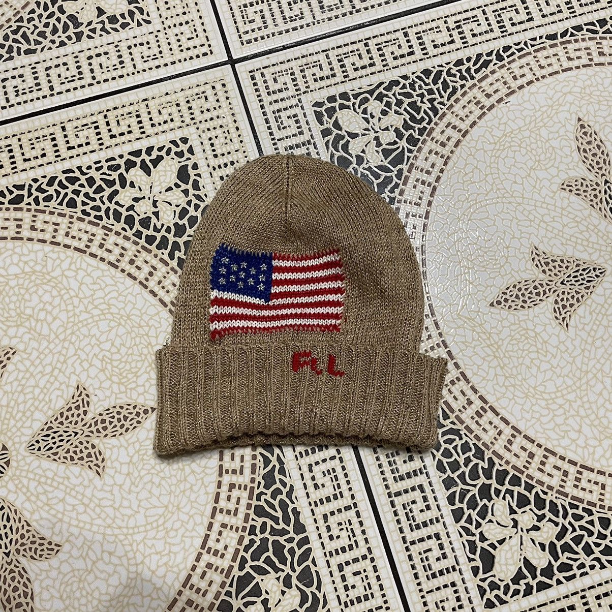 Ralph Lauren POLO RALPH LAUREN KNIT HAT USA FLAG AMERICAN Y2K CAP RARE