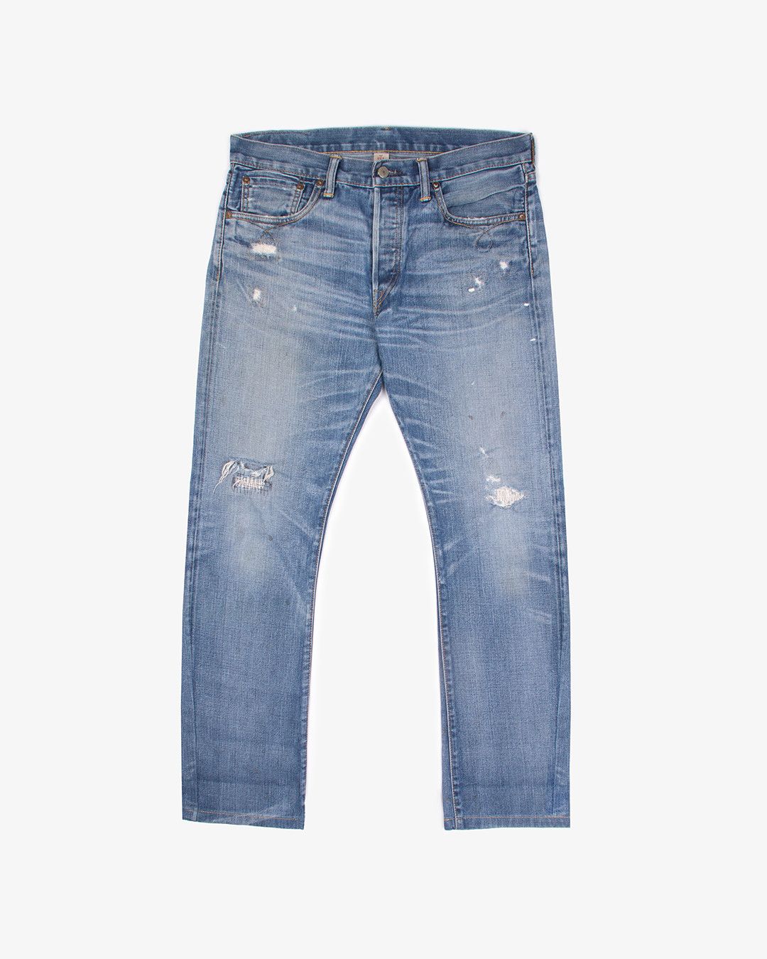 RRL Ralph Lauren RRL LIGHT WASH DISTRESSED DENIM Size US 33 - 1 Thumbnail