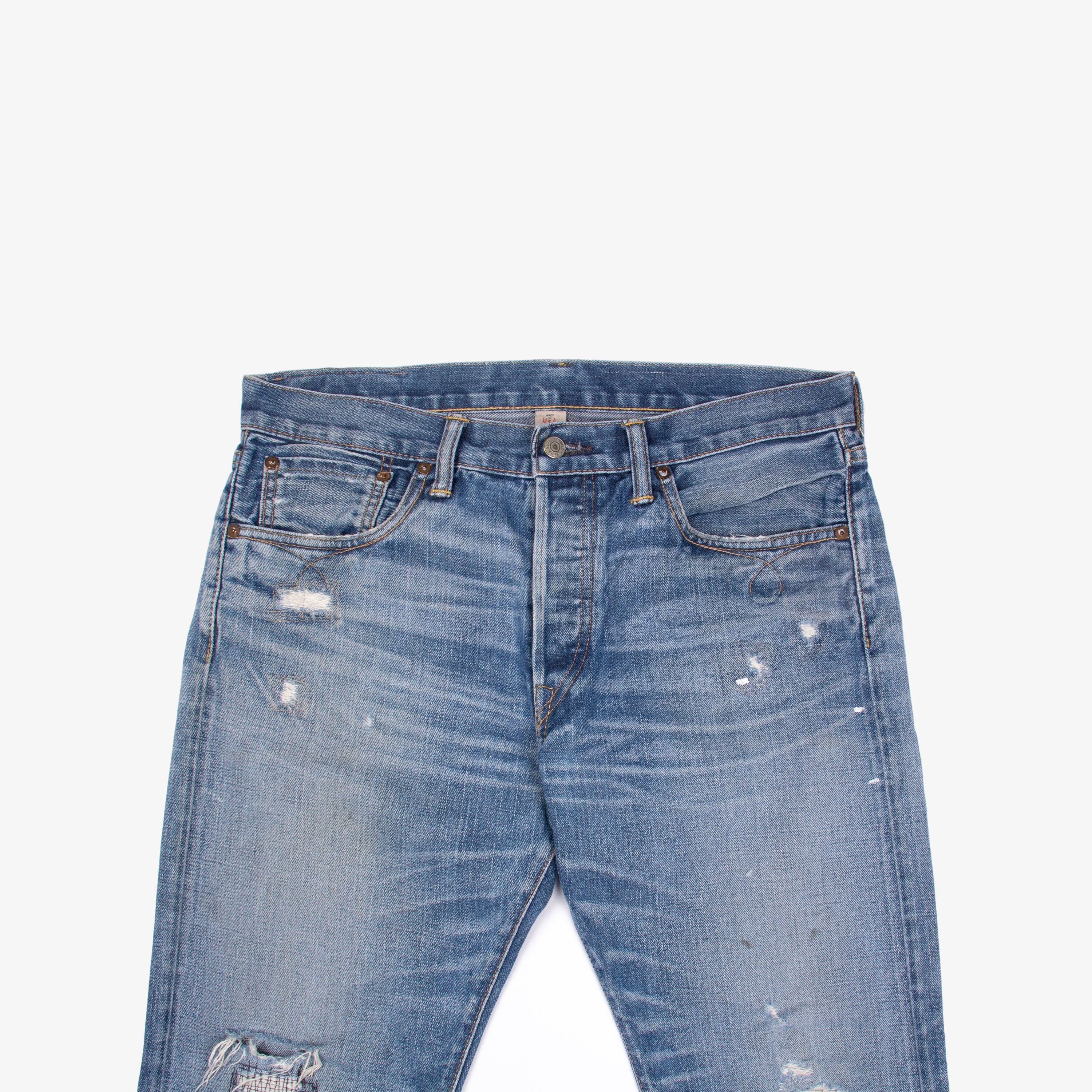 RRL Ralph Lauren RRL LIGHT WASH DISTRESSED DENIM Size US 33 - 3 Thumbnail