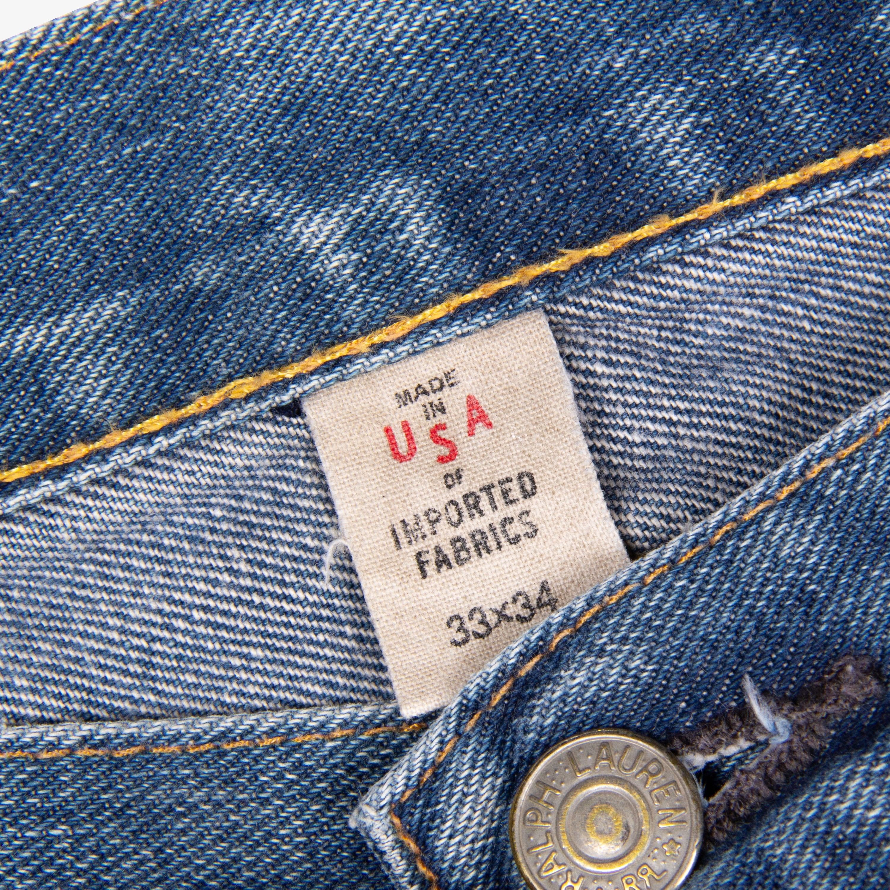 RRL Ralph Lauren RRL LIGHT WASH DISTRESSED DENIM Size US 33 - 4 Thumbnail