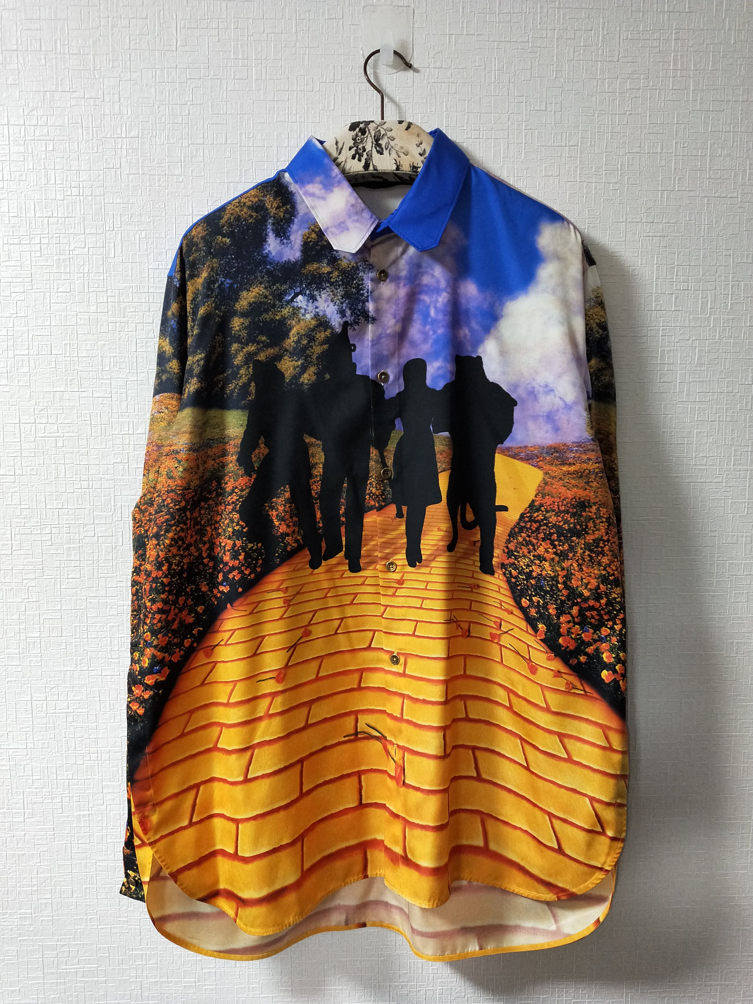 image of Louis Vuitton Harajuku Exclusive 'brick Road' Silk Shirt, Men's (Size XL)