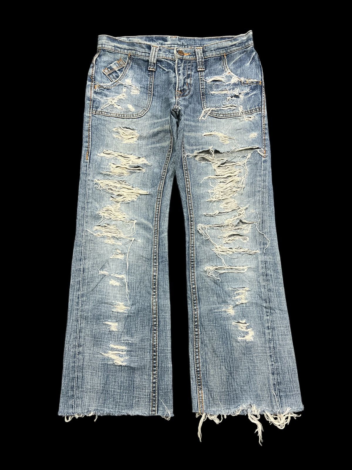 FLARED💥THRASHED UNKNOWN DISTRESSED DENIM PANT