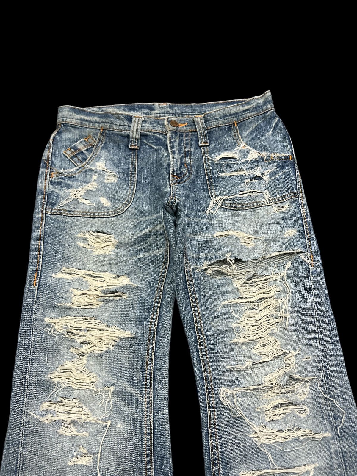 Japanese Brand FLARED💥THRASHED UNKNOWN DISTRESSED DENIM PANT Size US 30 / EU 46 - 3 Thumbnail