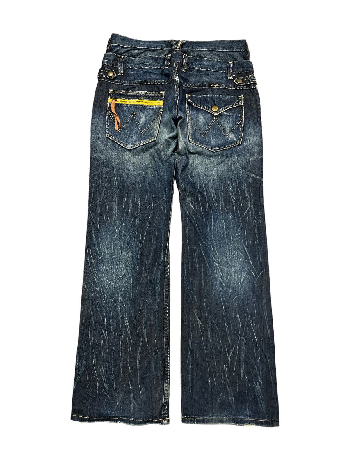Japanese Brand DOUBLE WAIST🔥WRANGLER DISTRESSED DENIM PANT Size US 32 / EU 48 - 6 Thumbnail