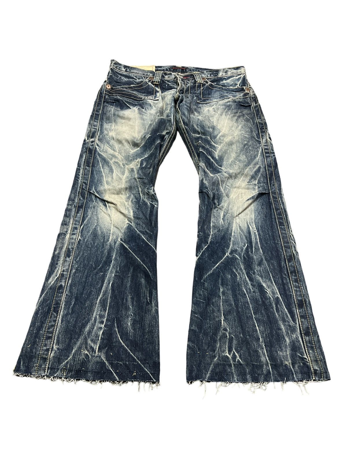 Vintage FLARED💥BLUE WAY DISTRESSED DENIM PANT Size US 33 - 4 Thumbnail