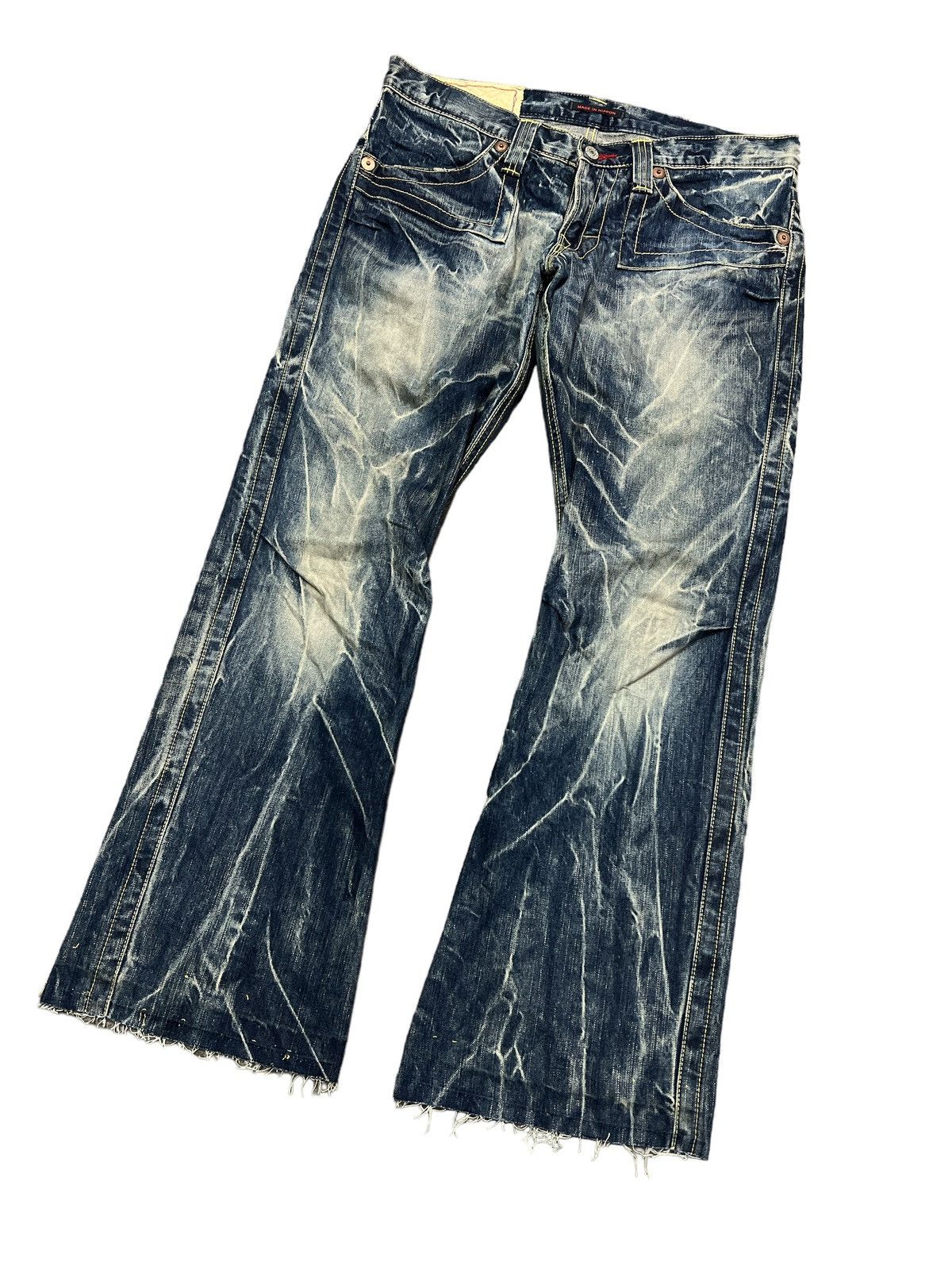 Vintage FLARED💥BLUE WAY DISTRESSED DENIM PANT Size US 33 - 7 Thumbnail