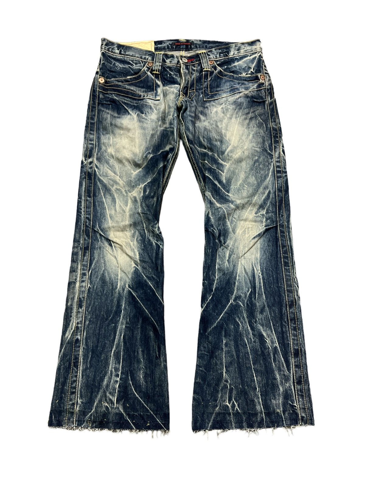 Vintage FLARED💥BLUE WAY DISTRESSED DENIM PANT Size US 33 - 3 Thumbnail