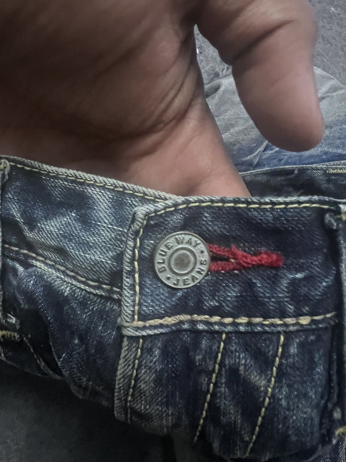 Vintage FLARED💥BLUE WAY DISTRESSED DENIM PANT Size US 33 - 10 Thumbnail