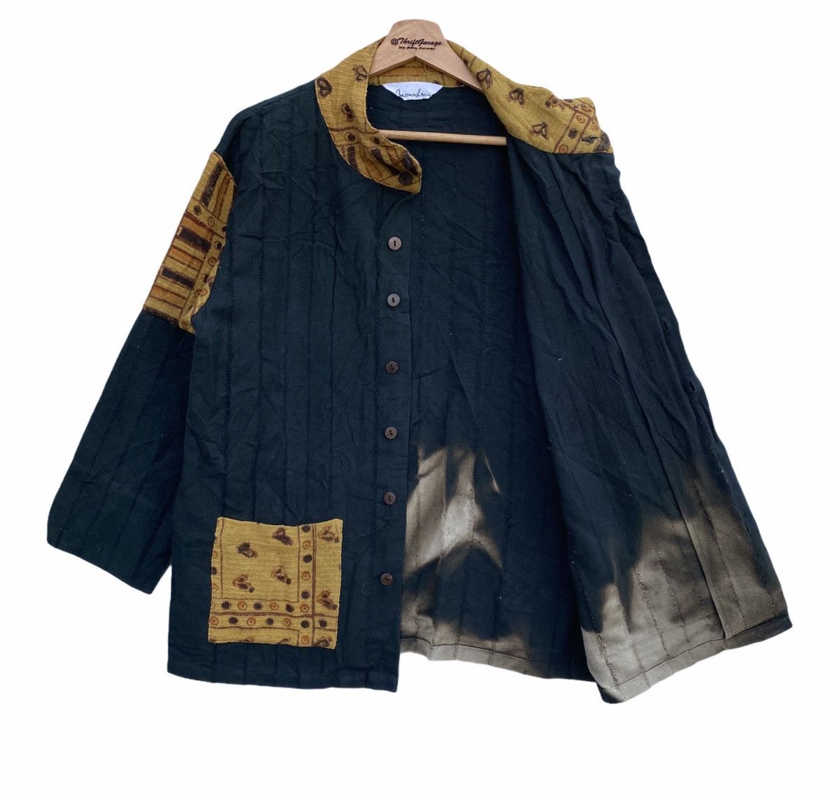 Japanese Brand Vtg Custom Monalisa Raw Stripe Patchwork Bleach Jacket Size US L / EU 52-54 / 3 - 6 Thumbnail