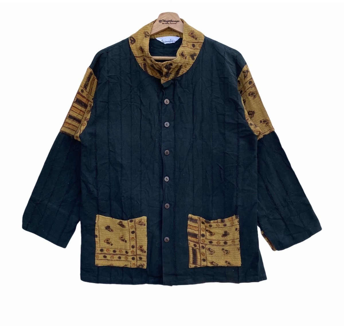 Japanese Brand Vtg Custom Monalisa Raw Stripe Patchwork Bleach Jacket Size US L / EU 52-54 / 3 - 1 Thumbnail