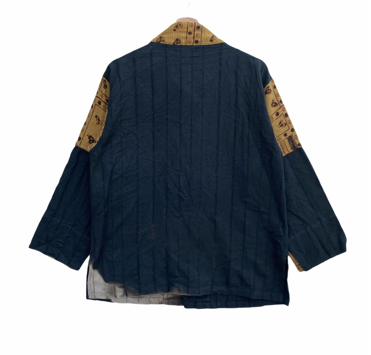 Japanese Brand Vtg Custom Monalisa Raw Stripe Patchwork Bleach Jacket Size US L / EU 52-54 / 3 - 4 Thumbnail