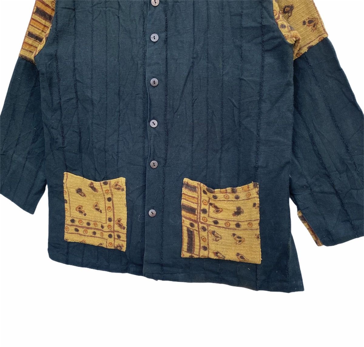 Japanese Brand Vtg Custom Monalisa Raw Stripe Patchwork Bleach Jacket Size US L / EU 52-54 / 3 - 3 Thumbnail