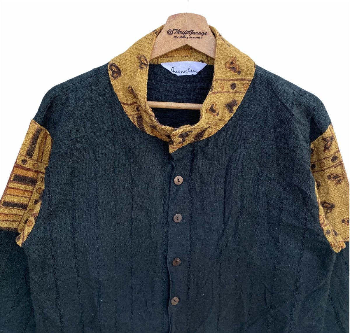Japanese Brand Vtg Custom Monalisa Raw Stripe Patchwork Bleach Jacket Size US L / EU 52-54 / 3 - 2 Thumbnail