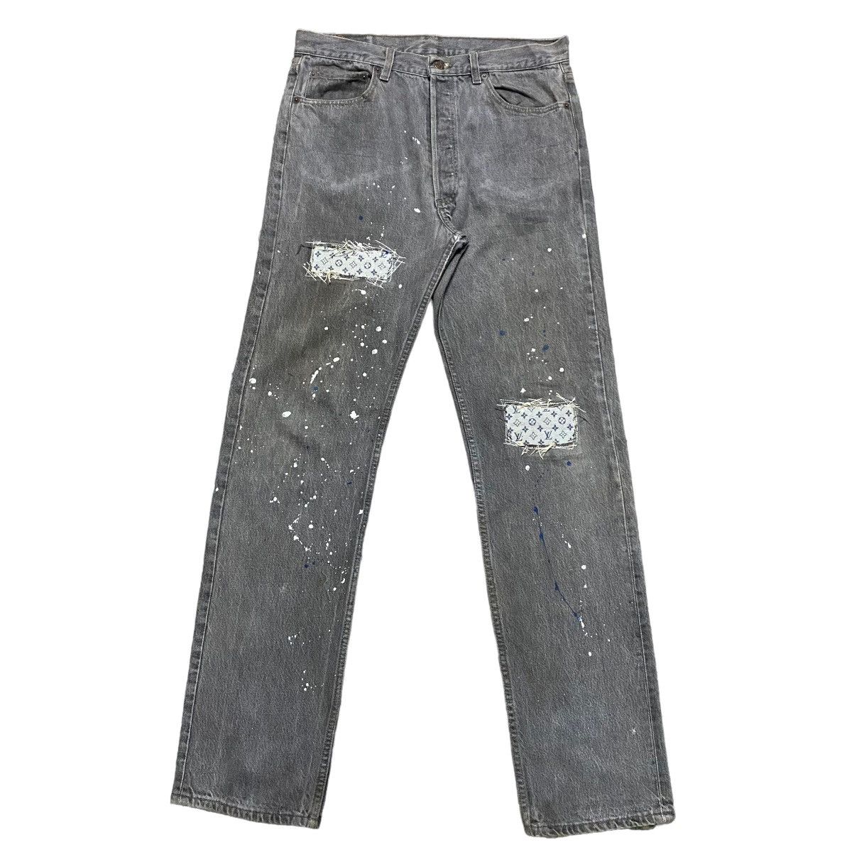 Levi's Vintage Levis 501 Repair Denim Patchwork Louis Vuitton Jeans Size US 34 / EU 50 - 2 Thumbnail