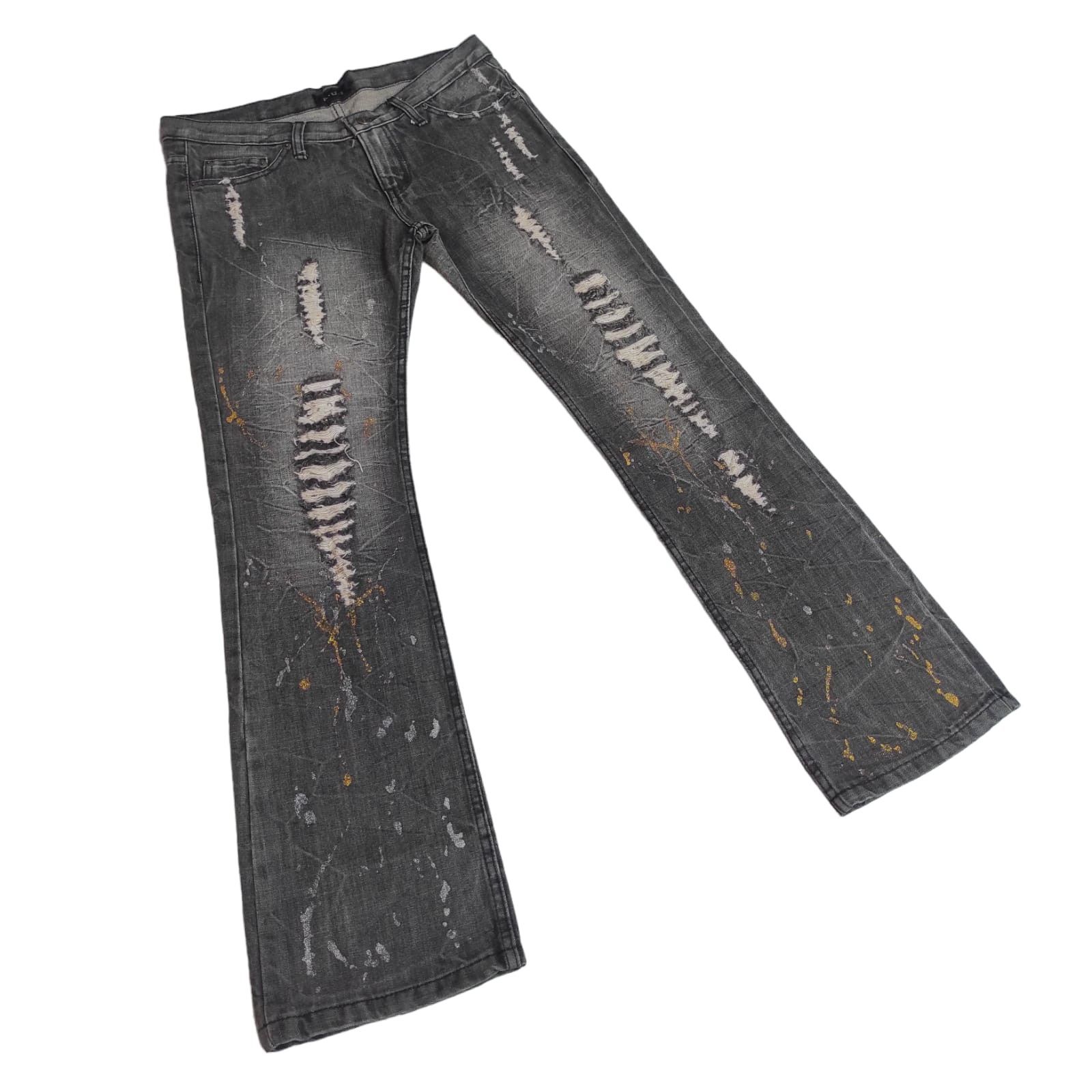 Hysteric Glamour Flare Jeans K.U.I Distress Denim Painted Low Rise Size US 32 / EU 48 - 3 Thumbnail
