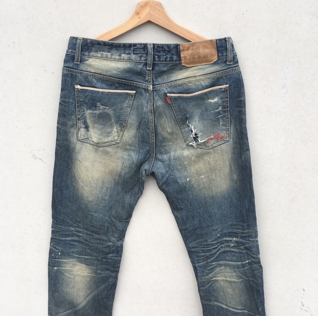 RBRSL Distressed Rubber Soul Acid Wash Denim Jeans Size US 34 / EU 50 - 9 Thumbnail