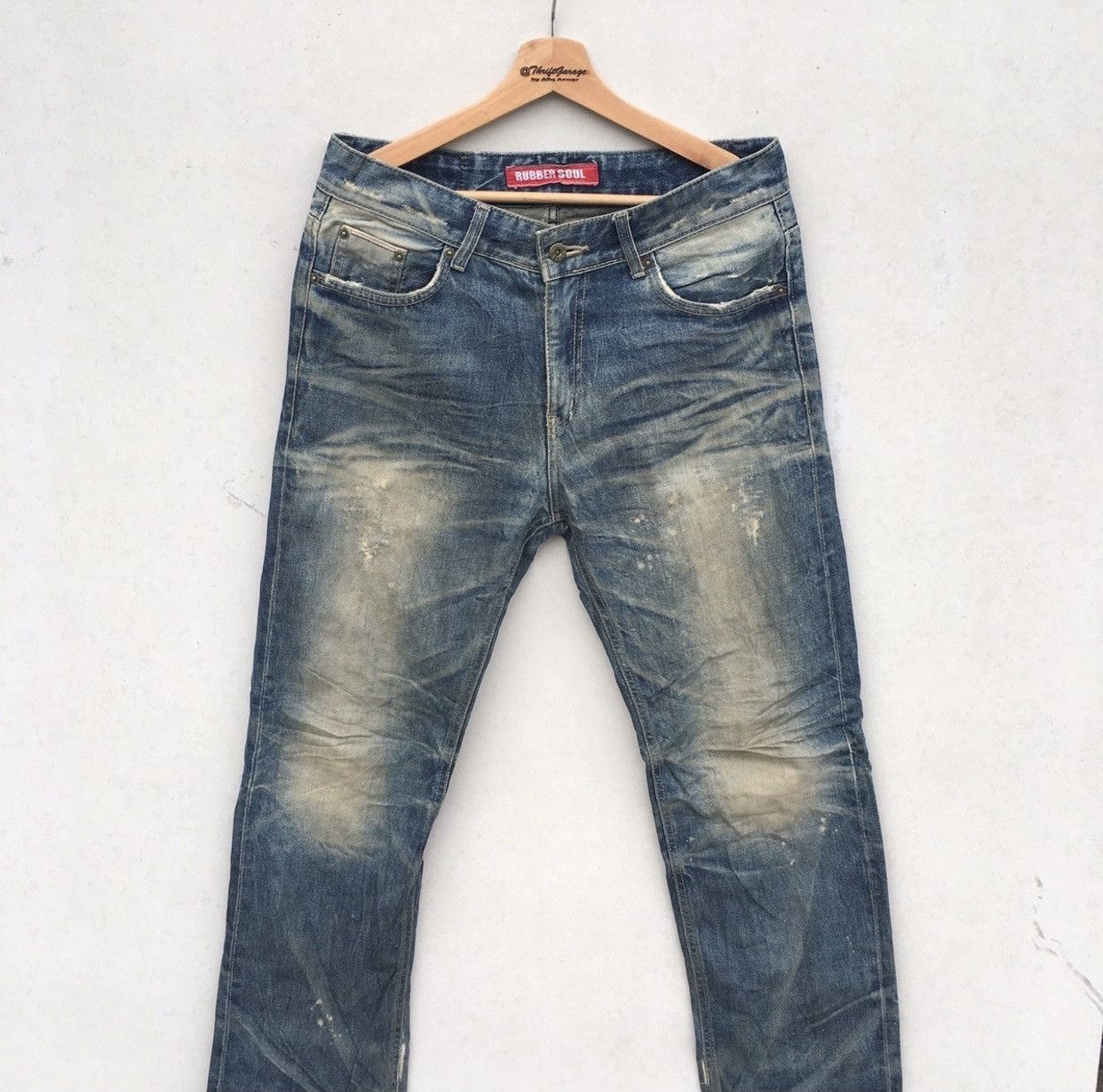 RBRSL Distressed Rubber Soul Acid Wash Denim Jeans Size US 34 / EU 50 - 2 Thumbnail