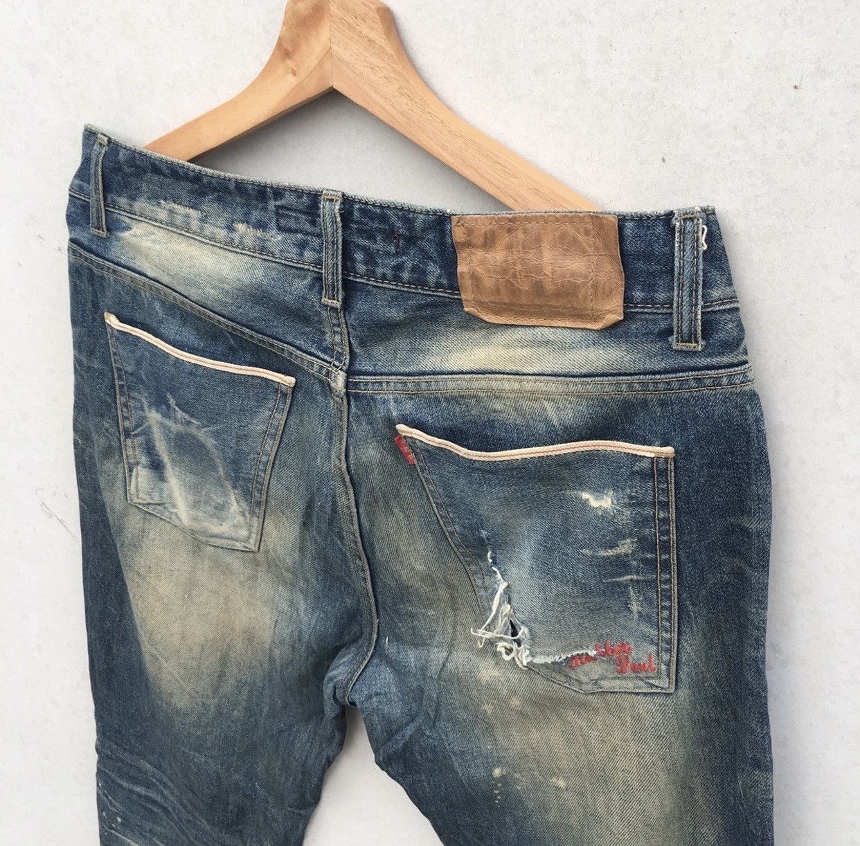 RBRSL Distressed Rubber Soul Acid Wash Denim Jeans Size US 34 / EU 50 - 10 Thumbnail