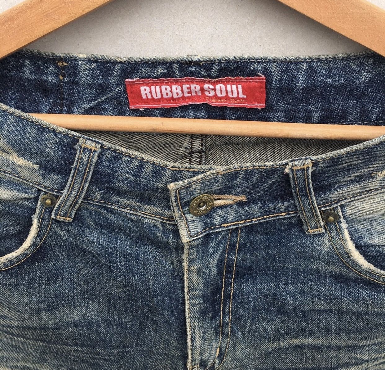 RBRSL Distressed Rubber Soul Acid Wash Denim Jeans Size US 34 / EU 50 - 4 Thumbnail