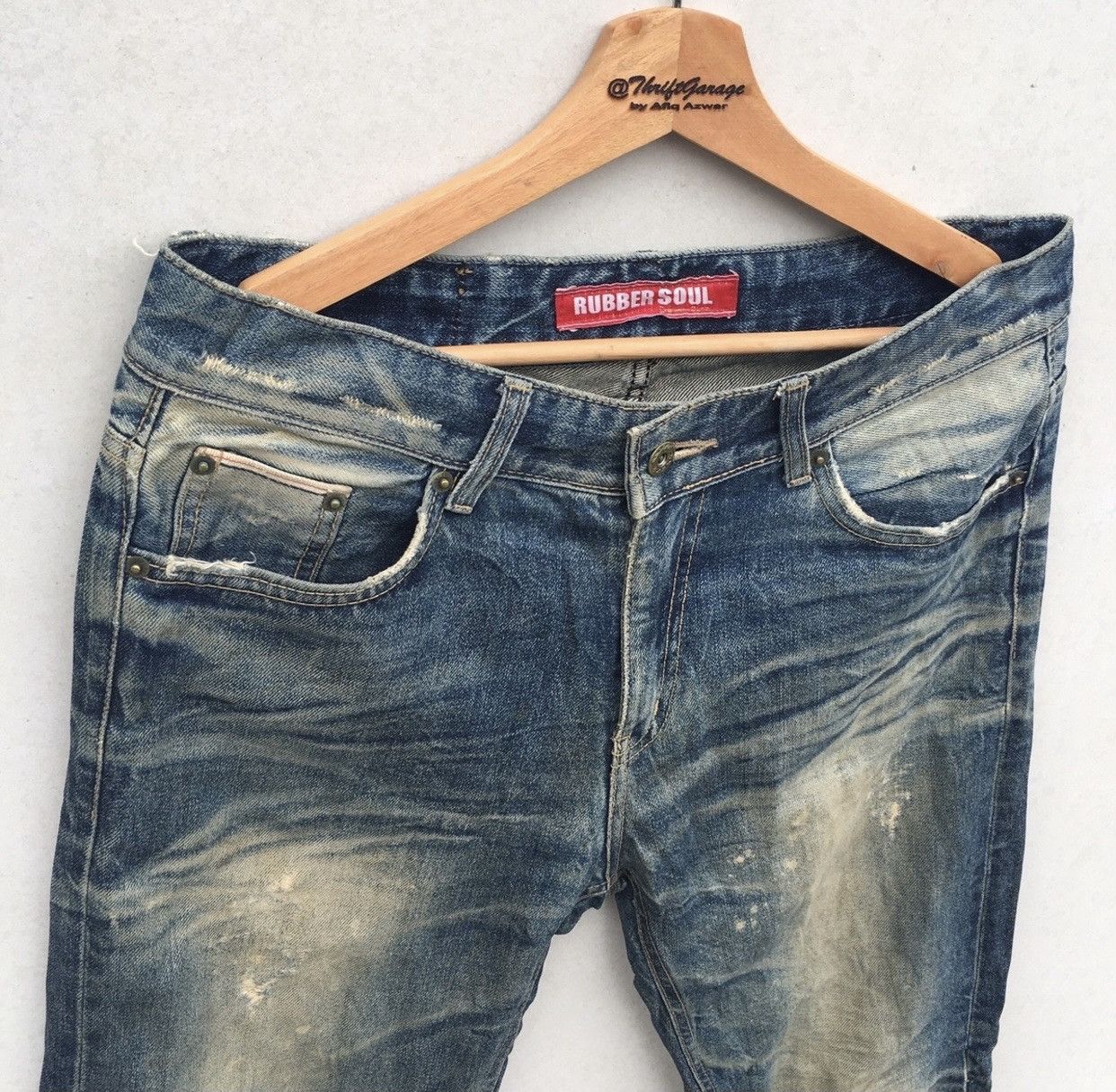 RBRSL Distressed Rubber Soul Acid Wash Denim Jeans Size US 34 / EU 50 - 7 Thumbnail