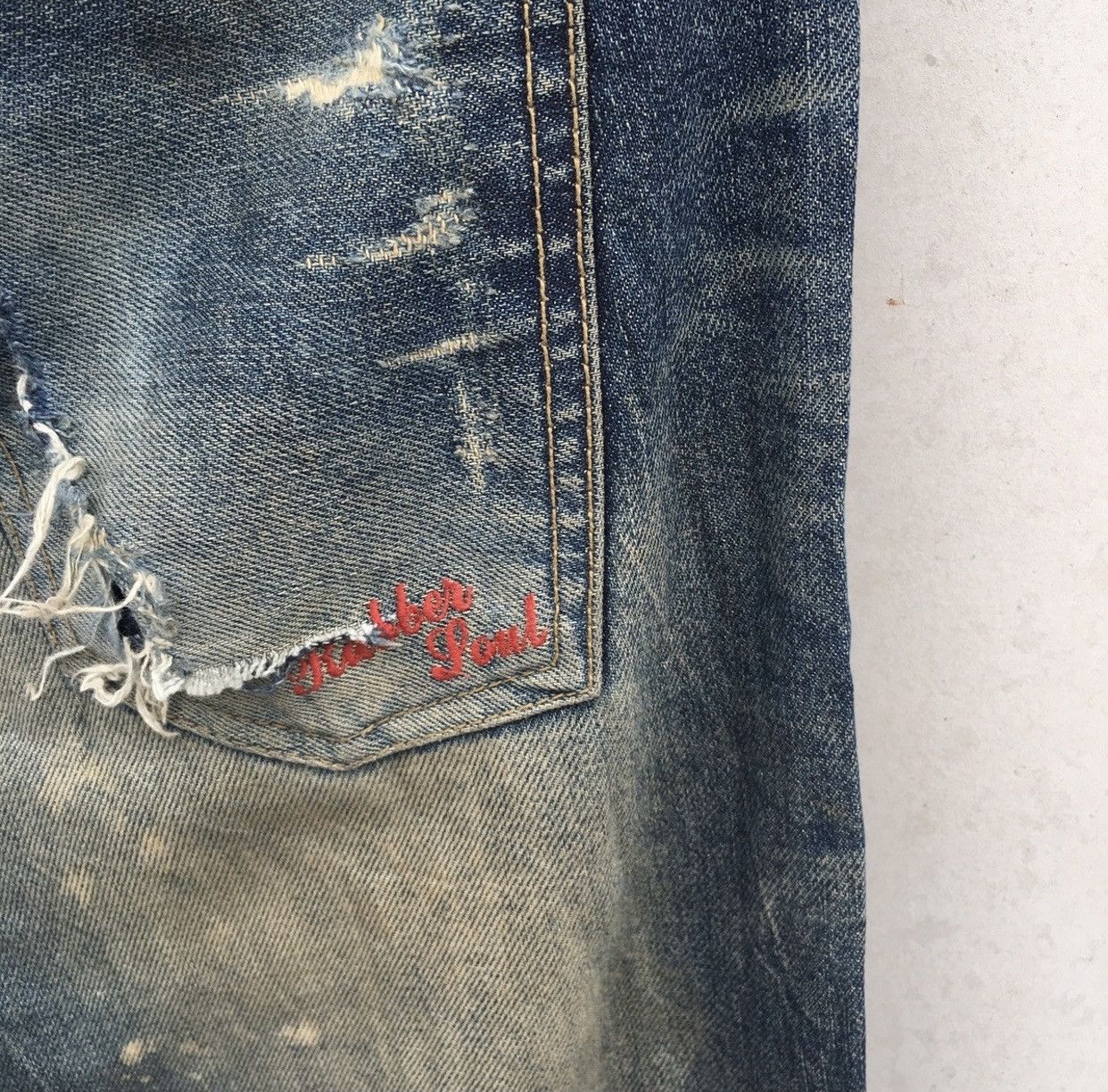 RBRSL Distressed Rubber Soul Acid Wash Denim Jeans Size US 34 / EU 50 - 12 Thumbnail