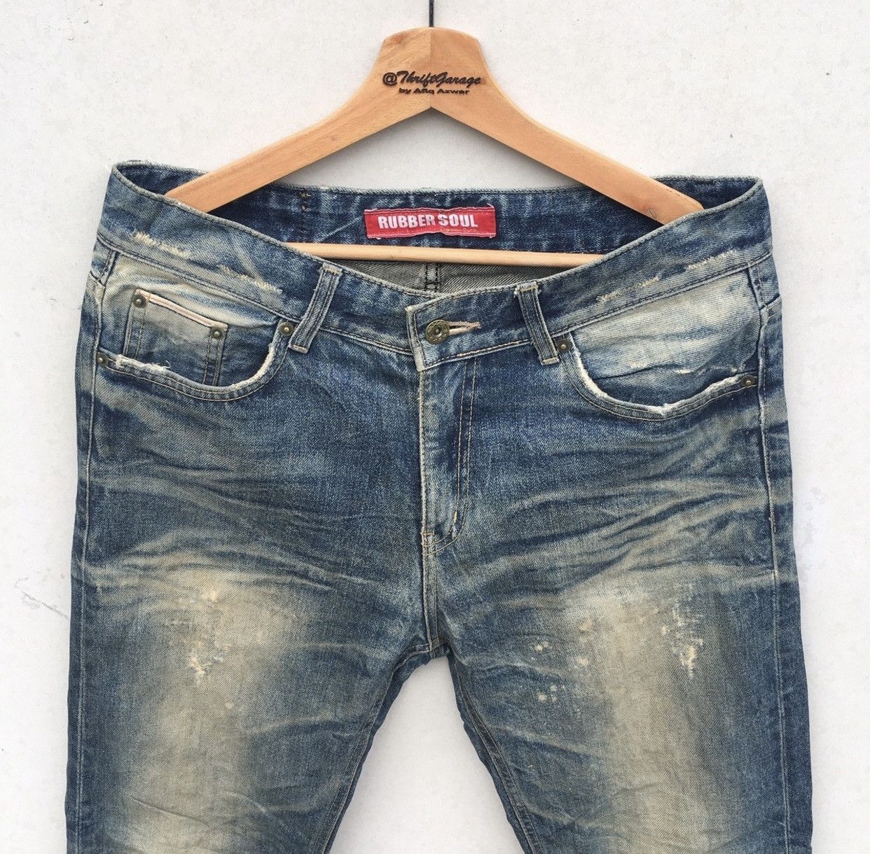 RBRSL Distressed Rubber Soul Acid Wash Denim Jeans Size US 34 / EU 50 - 3 Thumbnail