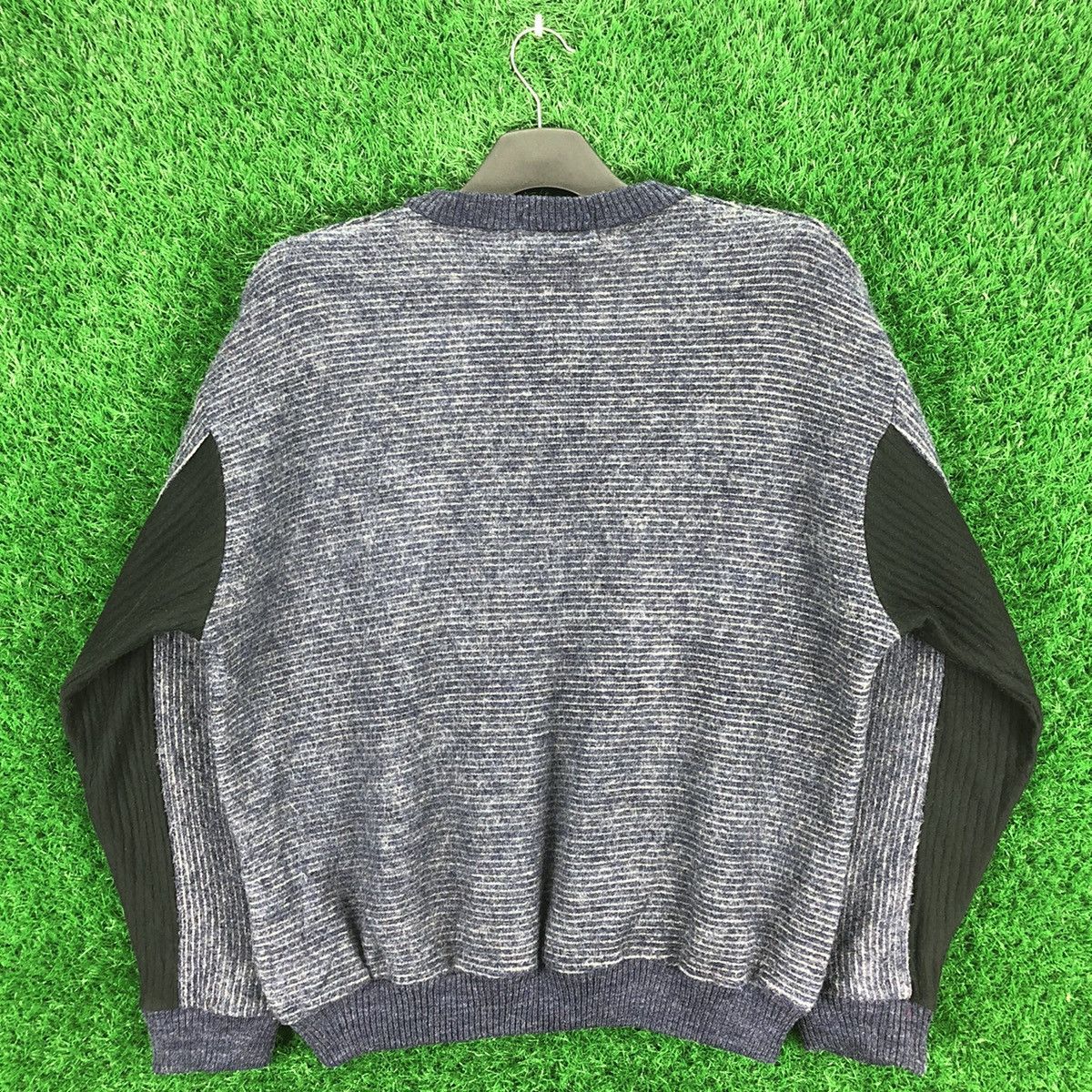 Japanese Brand Vintage 80's Wool Knit Striped Patchwork by Leighton Size US L / EU 52-54 / 3 - 4 Thumbnail