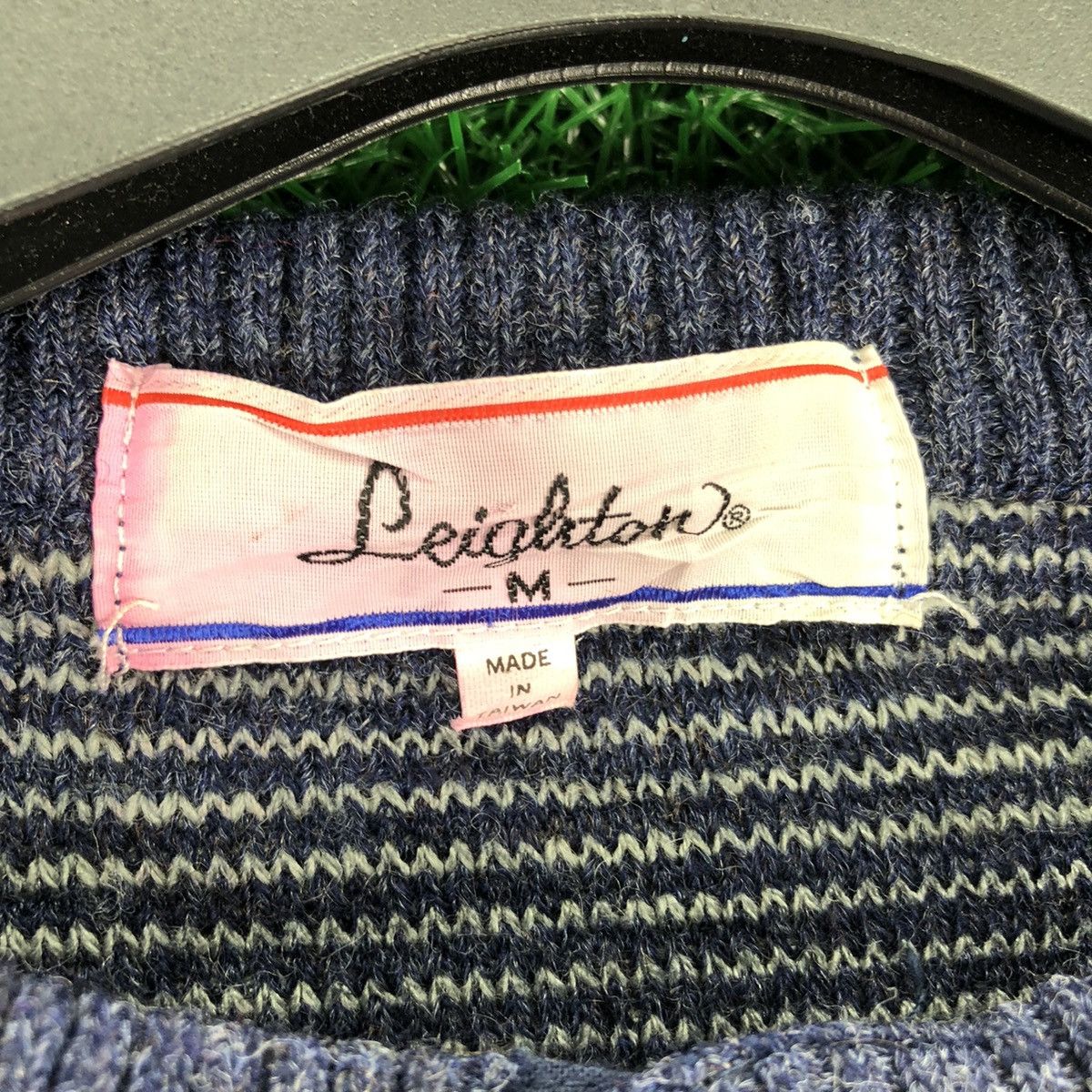 Japanese Brand Vintage 80's Wool Knit Striped Patchwork by Leighton Size US L / EU 52-54 / 3 - 15 Thumbnail