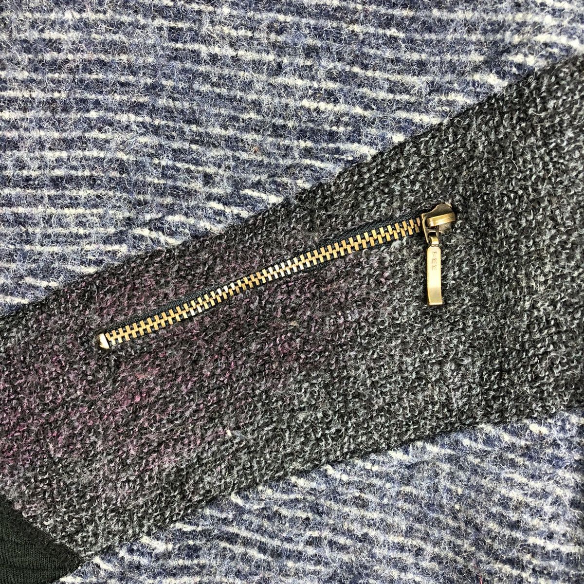 Japanese Brand Vintage 80's Wool Knit Striped Patchwork by Leighton Size US L / EU 52-54 / 3 - 9 Thumbnail