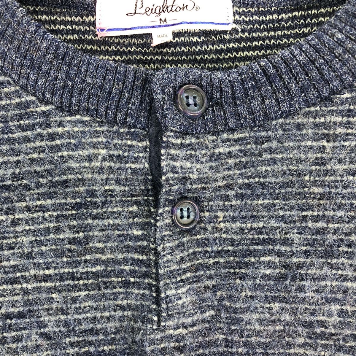 Japanese Brand Vintage 80's Wool Knit Striped Patchwork by Leighton Size US L / EU 52-54 / 3 - 7 Thumbnail