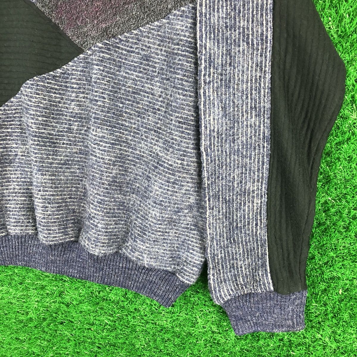 Japanese Brand Vintage 80's Wool Knit Striped Patchwork by Leighton Size US L / EU 52-54 / 3 - 3 Thumbnail