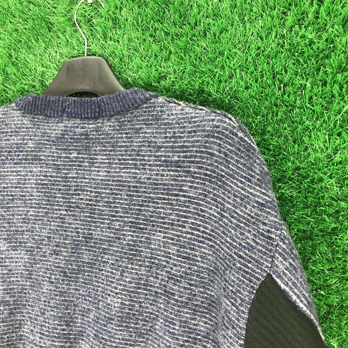 Japanese Brand Vintage 80's Wool Knit Striped Patchwork by Leighton Size US L / EU 52-54 / 3 - 5 Thumbnail